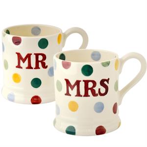 Emma Bridgewater Polka Dot Mr & Mrs 1/2 Pint Mugs